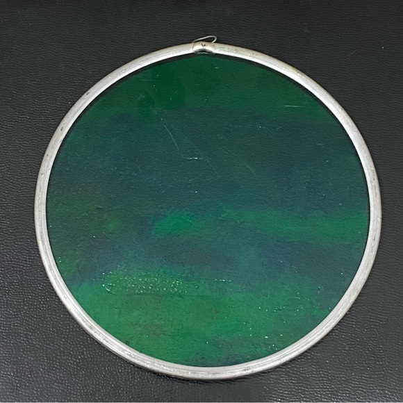 Vintage Handmade Dragon Foiled Mirrored Art Glass 6” Suncatcher Hanging Decor - Picture 3 of 11